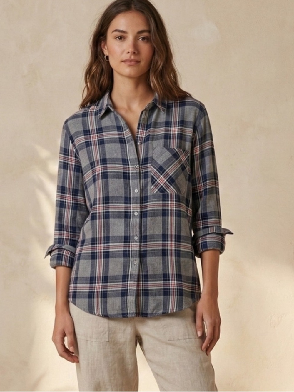Xirena Plaid Flannel Button Down Shirt Size Small